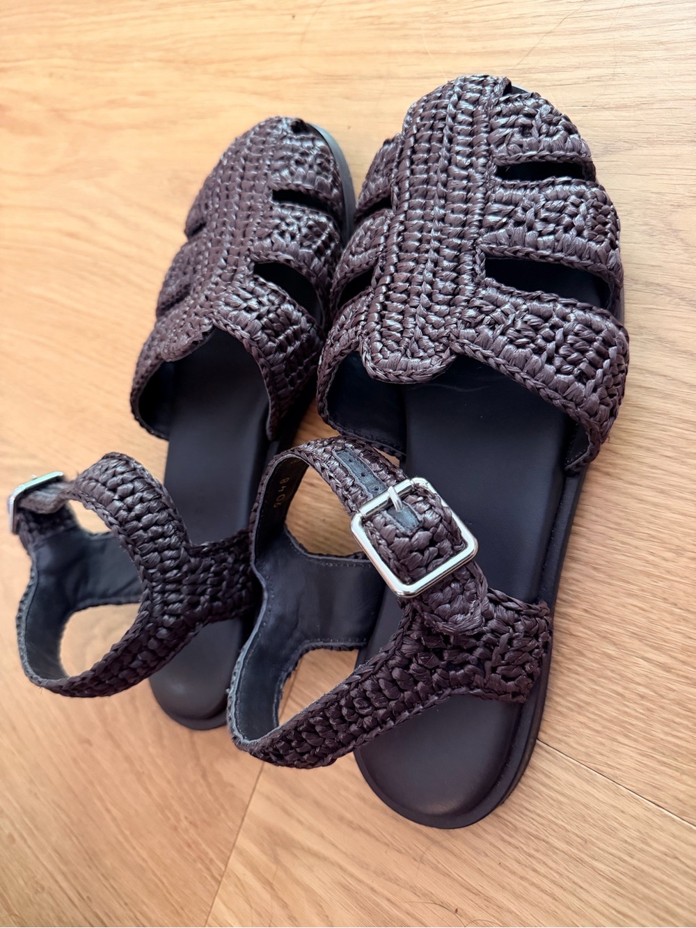 Freda Salvador Dark Brown Raffia Fisherman Sandals